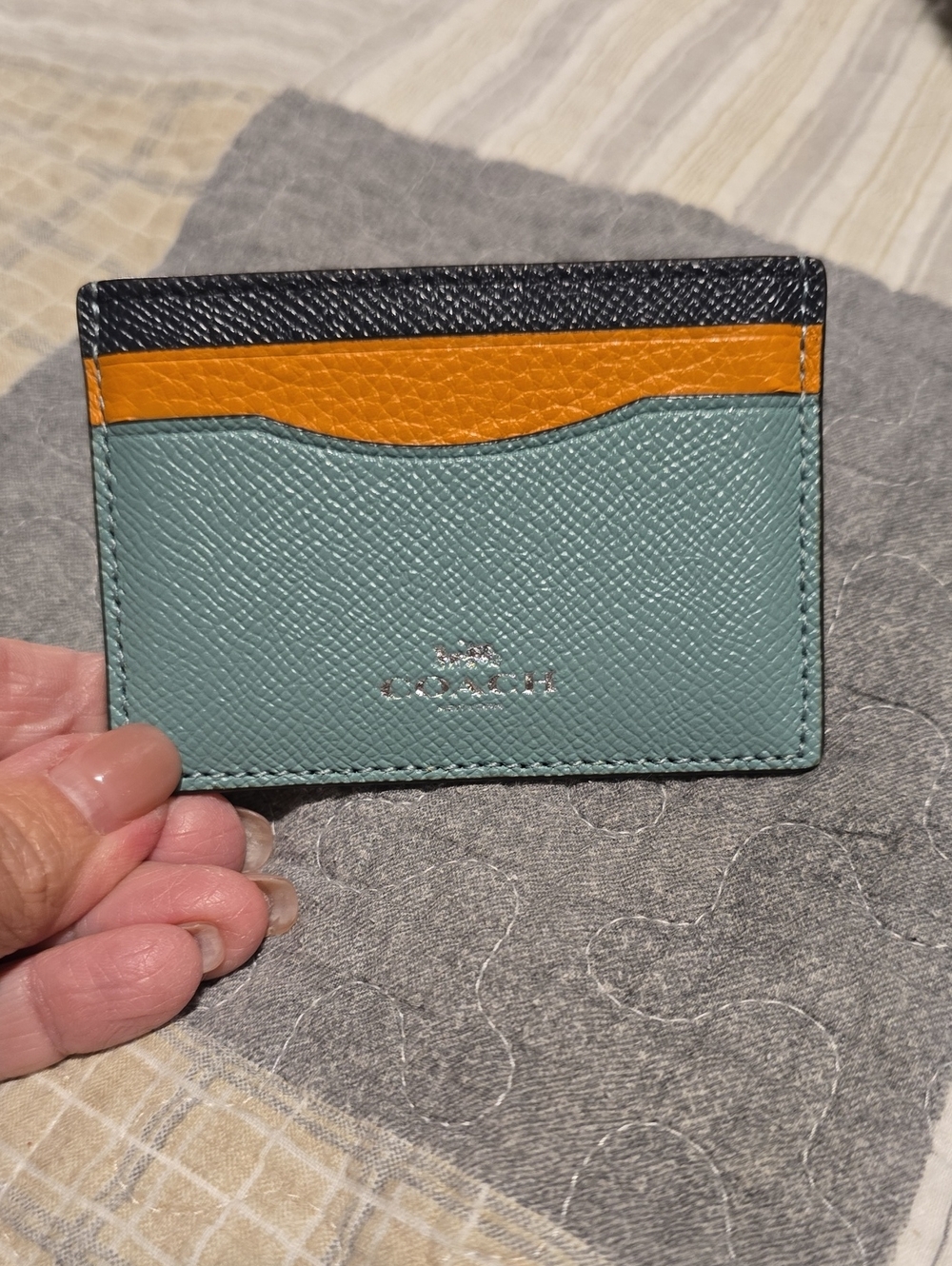 NWOT Coach Color block Leather Card Case ID and Credit Card Holder
